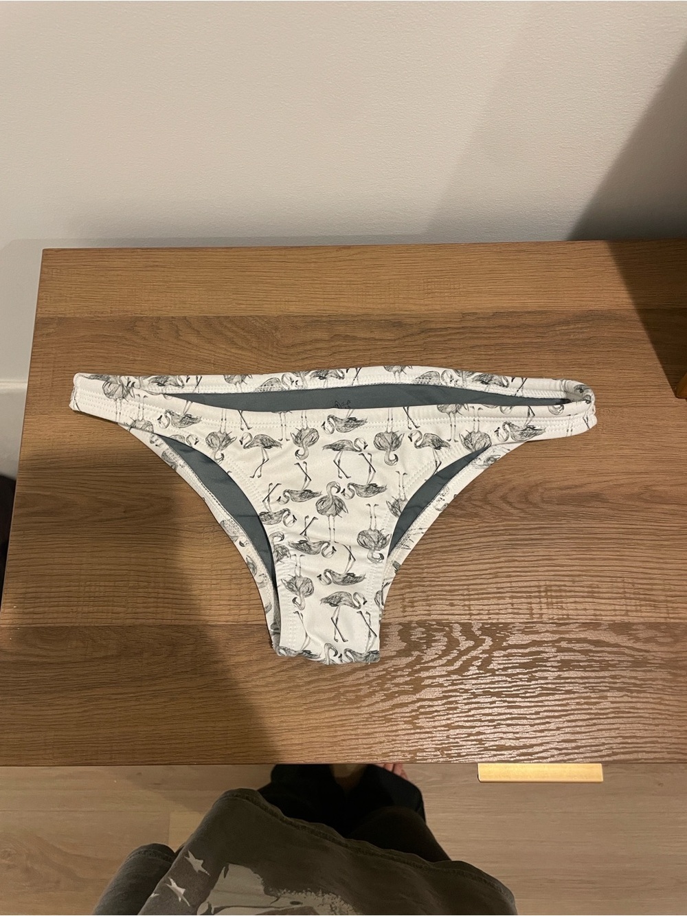 White Flamingo Print Bikini Bottom